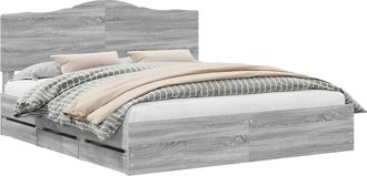 vidaXL Estructura De Cama Gris Sonoma 180 X 200 Cm Madera Ingenieril Vidaxl