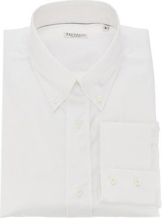 Brunello Cucinelli Twill shirt with button-down collar Man S