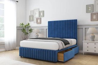 Sloomy Madison Plush Divan Set No Drawers-26 Headboard-Footboard in Navy | Size: Single