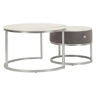 Dmora Mesa De Centro Daza, Un Caj&oacute;n, Tapizado Modular De Tela, Un Compartimento, 70x70x45h Cm Gris