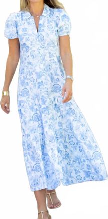 Sail to Sable Kate Short Puff Sleeves Shirtdress - Plus In Jacobean