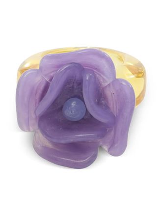 Chanel 1986-1988 camellia ring - women - Resin - One Size - Yellow