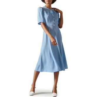 L.k. Bennett Montana Short Sleeve Midi Dress in Blue-Hyacinth at Nordstrom Rack, Size 10 Us / 14 Uk