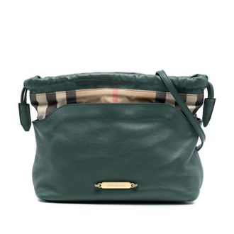 Burberry Tweedehands House Check Canvas en Kalfsleer Little Crush Schoudertas