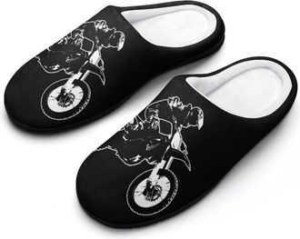 Generic Dirt Bike Motocross Racing Rider Slippers Men Winter Warm Cotton Anti-Slip Indoor Slip-Ons House Shoes