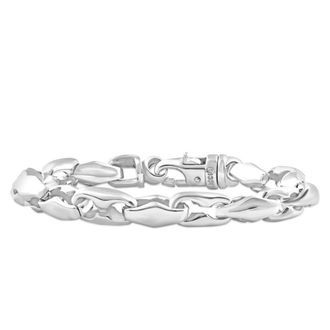 Pompeii3 Mens Steel Single Tone Clasp 8mm Link 8.5 Bracelet