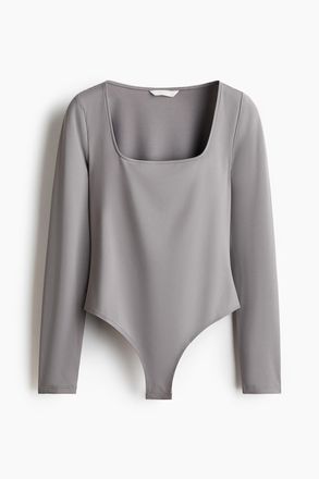 H&M Tanga-Body mit Kurzarm - Grau