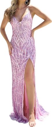 Primavera Corset Lace Up V-Neck Prom Dress In Candy Pink