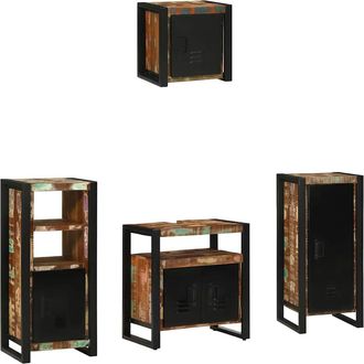 vidaXL Juego De Muebles De Ba&ntilde;o 4 Pcs Madera Reciclada Maciza