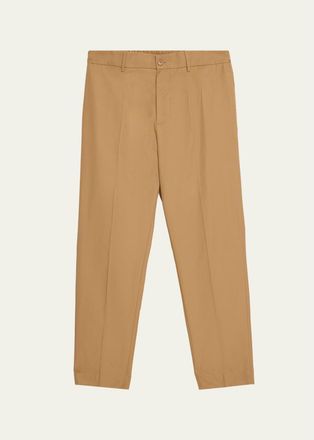 Moncler Mens Cotton Leather-Trim Straight Leg Trousers