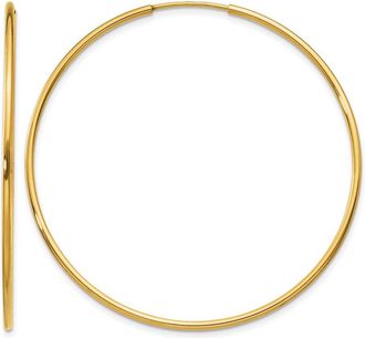Diamond2Deal 14k Yellow Gold 1.20mm Round Hoop Earring 45 mm