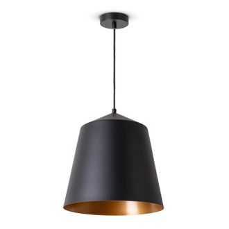 Paco Home Paco Home - L&aacute;mpara Colgante Sal&oacute;n Suspensi&oacute;n Mesa Comer Cocina Pantalla Industrial L&aacute;mpara Colgante - Negro, Oro (&oslash;32.5 Cm)