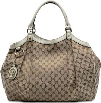 Gucci Borsa tote Sukey grande in tela GG 2016-2025 - Marrone