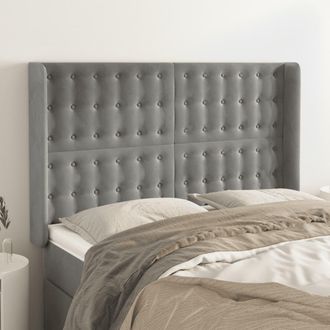 vidaXL Cabecero Con Orejas De Terciopelo Gris Claro 147x16x118/128 Cm Vidaxl