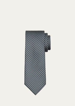 Brioni Mens Silk Houndstooth Silk Tie