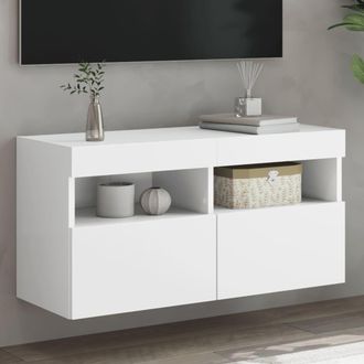 vidaXL Vidaxl - Mueble De Tv De Pared Con Luces Led Blanco 80x30x40 Cm