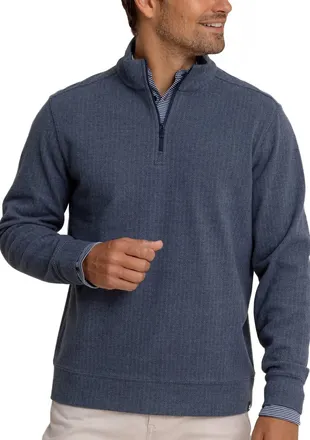 Southern Tide Adler Lane Quarter Zip Top In Dress Blue