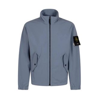 Stone Island Bomber Jackets, male, Blue, Size: XL Light Soft Shell-R Blouson