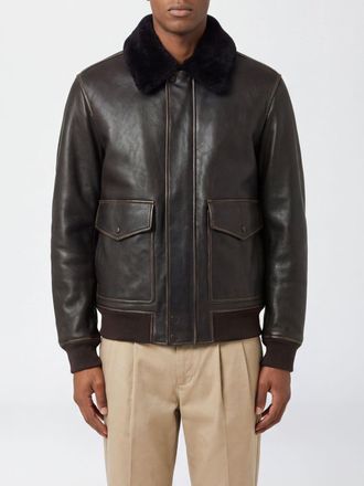 Rag & Bone Leather Aviator Bomber Jacket with Classic Collar