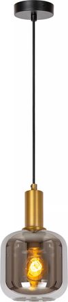 Lucide Lampada A Sospensione Joanet Vetro Fum&eacute; Ottone E27 Lucide