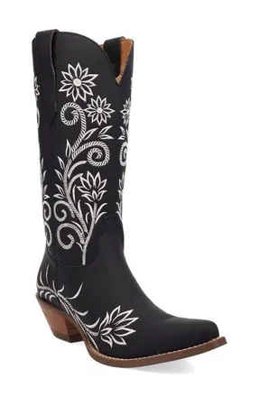 Dingo Buttercup Embroidered Western Boot in Black at Nordstrom, Size 8.5