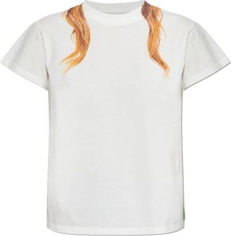Maison Margiela T-shirt met print - Dames - T-shirts - Wit - S - Katoen - Tops