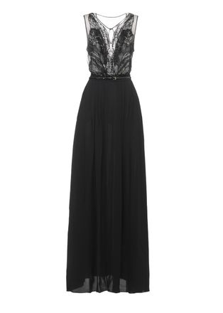 Elisabetta Franchi Tulle Top Evening Dress With Embroidered Detailing