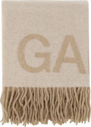 Ganni Womens Wool Scarf Egret Scarfs