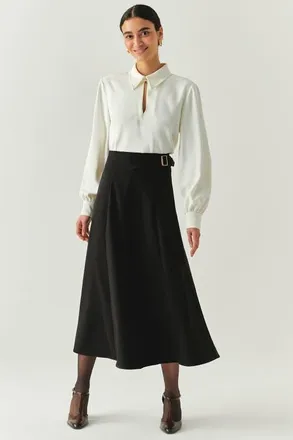 Exquise Sol Flared Midi Skirt in Black at Nordstrom, Size Xx-Large