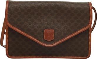 Celine Macadam Clutch Bag Brown Canvas Shoulder Bag (Pre-Owned)