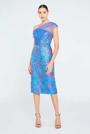 Theia Jaylen Draped Shawl Dress in Blue at Nordstrom, Size 10