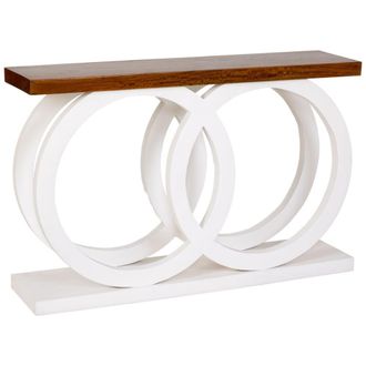 Wanderlust Deco Recibidor de madera artesanal blanco 120x30x75h cm