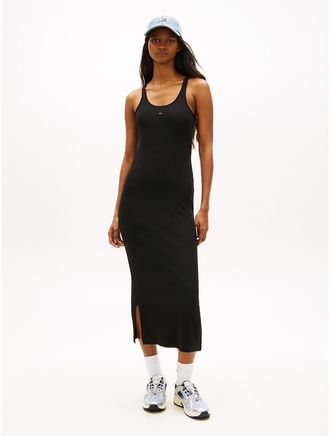 Tommy Hilfiger Womens Tommy Jeans Racerback Midi Tank Dress - Black - L