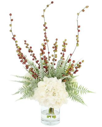 Creative Displays Inc. Handmade Holiday Centerpiece With Hydrangeas, Berries & Ferns