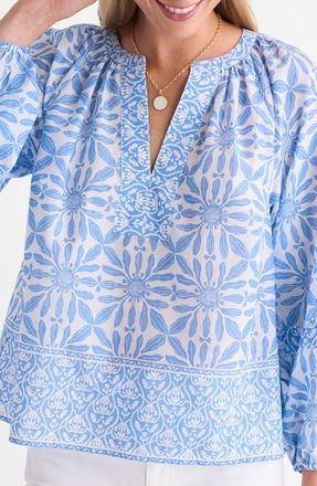 Vineyard Vines Emilia Print Top in Haven Tile Bblue at Nordstrom, Size X-Large