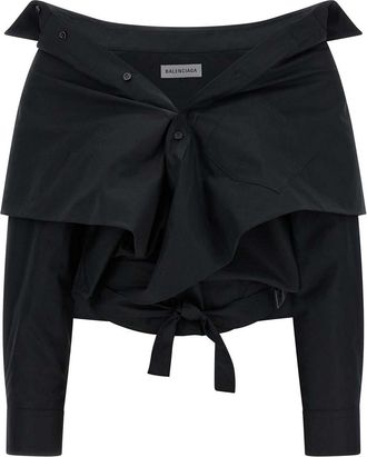 Balenciaga Crop Shirt Off The Shoulder