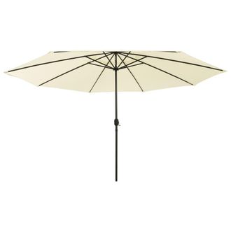 Berkfield Home Outdoor Parasol with LED Lights & Metal Pole 400 cm Sand in Beige