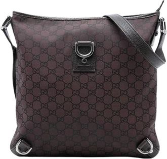 Gucci Pre-owned Nylon Crossbody Tas - Dames - Vintage Schoudertas - Bruin - ONE Size - Nylon - Vintage