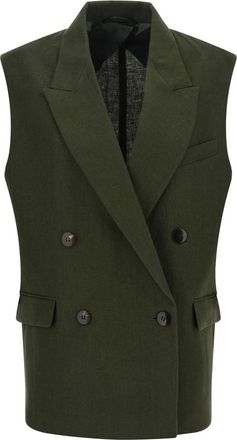 Max Mara Jassen, Dames, Groen, XL, Leer, Mstaia Waistcoat