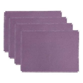 Solino Home Linen Placemats Set of 4, 14 x 19 Inch for Dining Table, Holiday and Everyday Table Decor - Fringe in Mulberry at Nordstrom, Size Medium