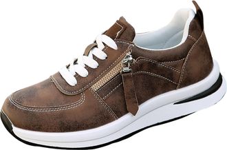 Generic Sneakers Women Winter Fleece Lined Lace-Up Round Toe Flat Sneakers Wedge Zip Platform Trainers Tennis Shoe Comfortable Breathable Non-Slip Walking Sho