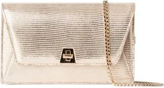 Akris Anouk Metallic Lizard Embossed Leather Crossbody Bag in Stucco Metallic at Nordstrom