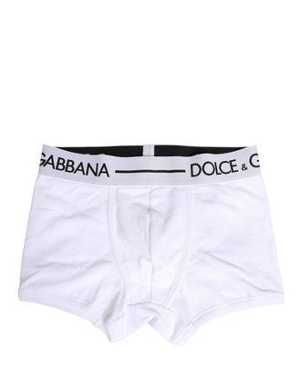 Dolce & Gabbana White Logo Waistband Regular Boxer Mens Underwear