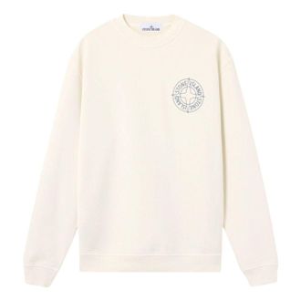Stone Island 6100001 Oversized Fit Outline Compass Print Sweatshirt White L1S1561000-01S0283-V0093