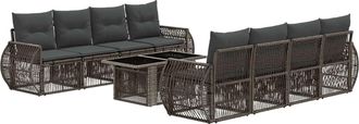 vidaXL Conjunto De Sof&aacute;s De Jard&iacute;n 9 Uds. Gris Y Gris Oscuro Vidaxl