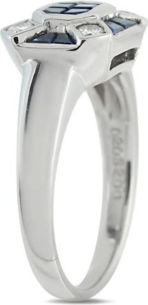 Luxury Bazaar platinum diamond sapphire ring - Zilver