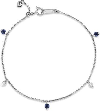 The Diamond Store Vivara Lab Sapphire and Lab Diamond Bracelet Set in 9K White Gold