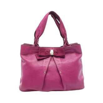 Ferragamo Pre-owned Handbags, female, Purple, Size: ONE SIZE Pre-owned Vara Ribbon Tote Bag