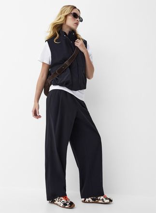 Icone Womens Elastic waist pleated nylon pant