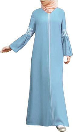 Generic Muslim Dress for Women Womens Muslim Robes Casual Loose Long Sleeve Islamic Arab Maxi Dress Abaya Kaftan Clothes Middle East Robe Dubai Outfits Turkey